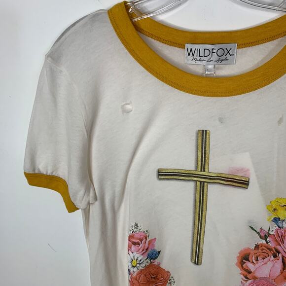 Wildfox M Confessional Johnny Ringer Tee Shirt Floral Roses Graphic Destroyed - Picture 8 of 11